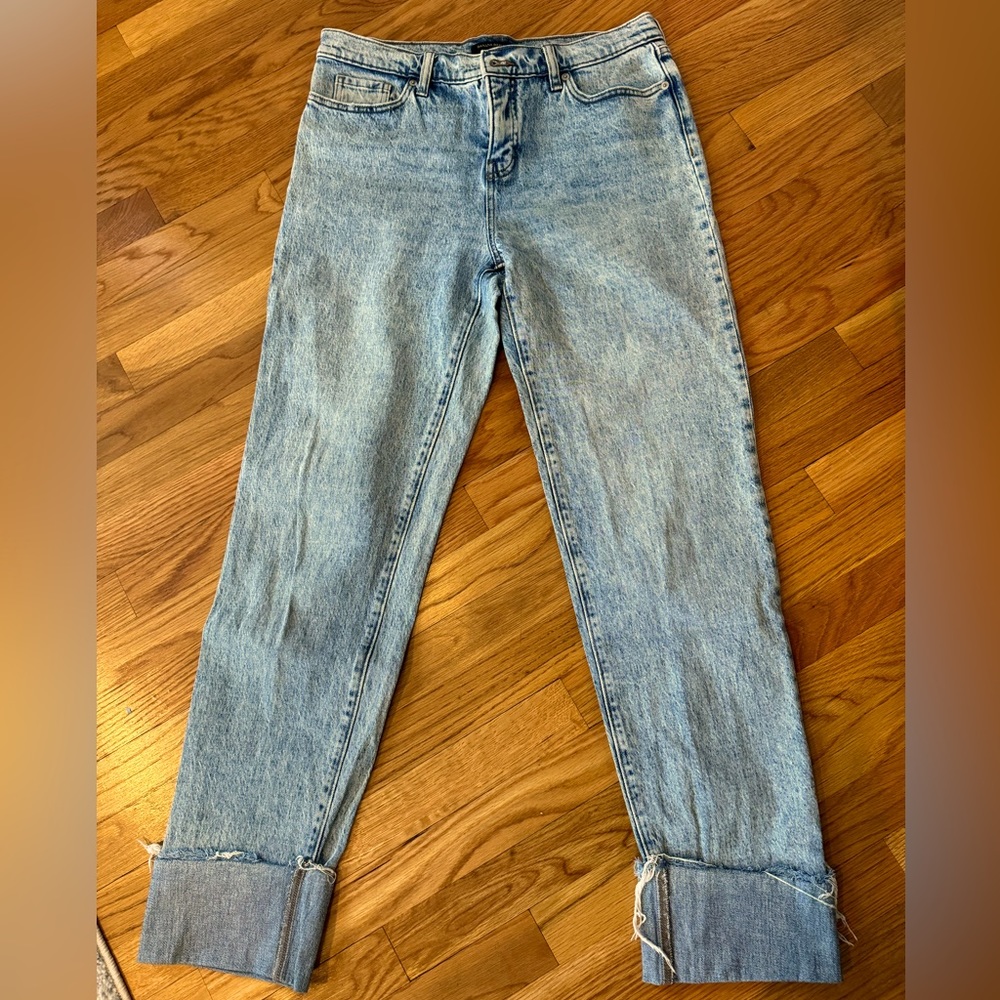 Banana Republic “slouchy” Distressed colored boot cut/ ankle cuffed jeans